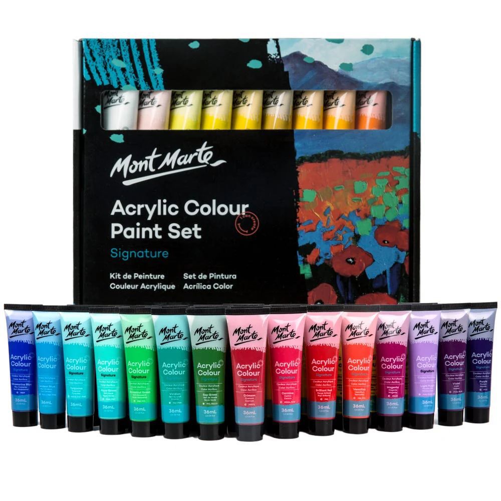 Mont Marte Acrylic Colour Paint Set – 18 Vibrant Colors, 36ml Tubes, Professional Quality - Image 3