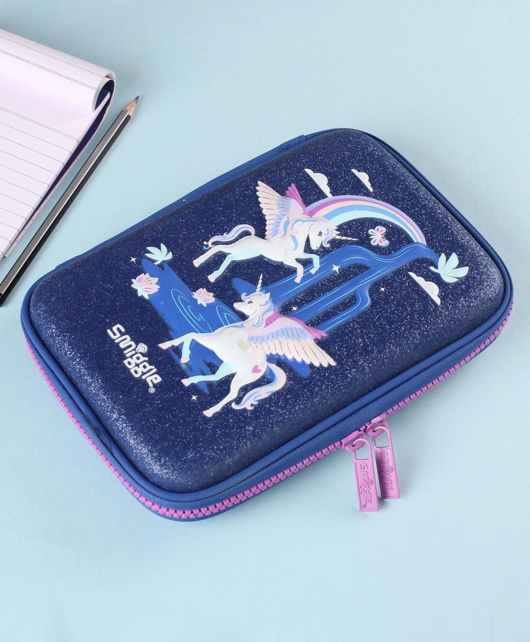 Smiggle Unicorn Hardtop Pencil Case – Sparkly Blue Fantasy Edition