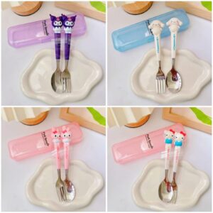 Cute Kids' Spoon & Fork Set with Character Handles – Available in Hello Kitty, Kuromi