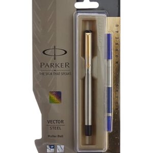 Parker Vector Gold Trim blue roller ball pen