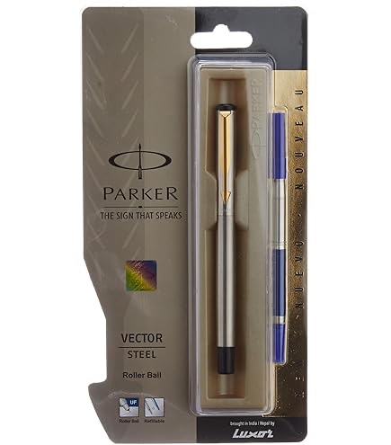 Parker Vector Gold Trim blue roller ball pen